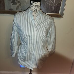 Jones New York Womens Striped Easy Care Button Up Shirt